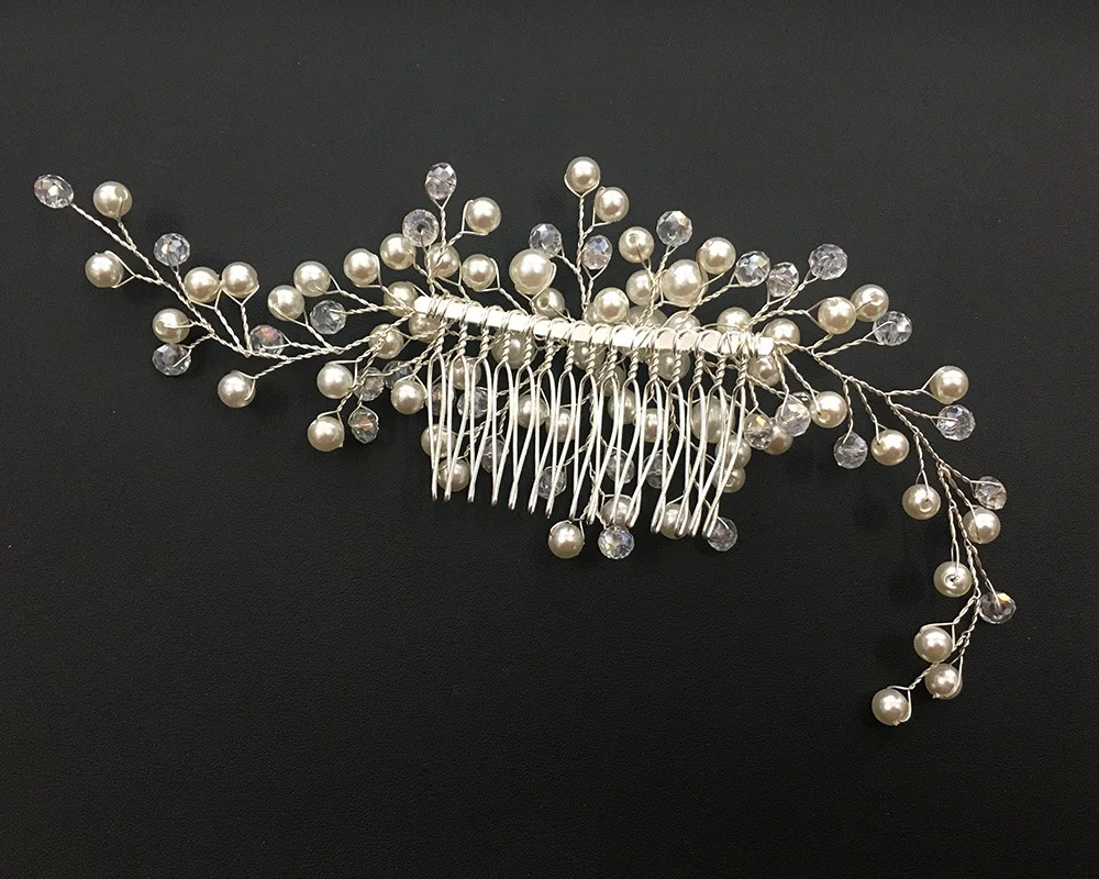 Women Hairpins Elegant Wedding Hair Combs for Bride Crystal Rhinestones Pearls Bridal Headpiece Hair Jewelry Accessories