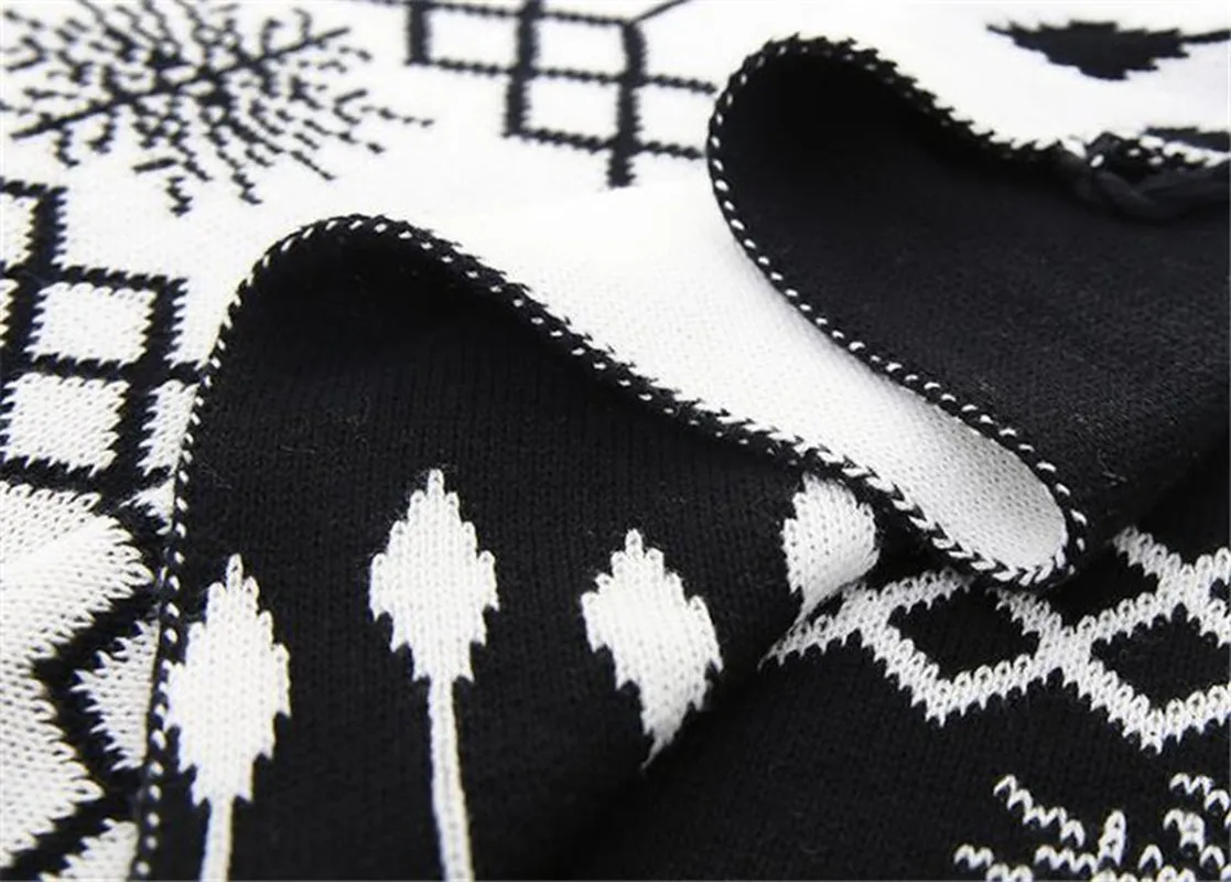 Черно-белое геометрическое двустороннее одеяло в скандинавском стиле, мягкий хлопковый трикотажный плед для взрослых, диван-кровать, домашний декор, 130x160 см