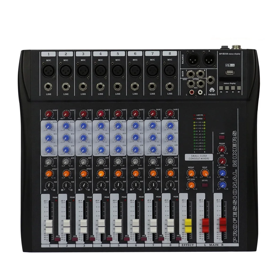 

Professional Mixer 8 Channels Mixing console For small show and meeting home show