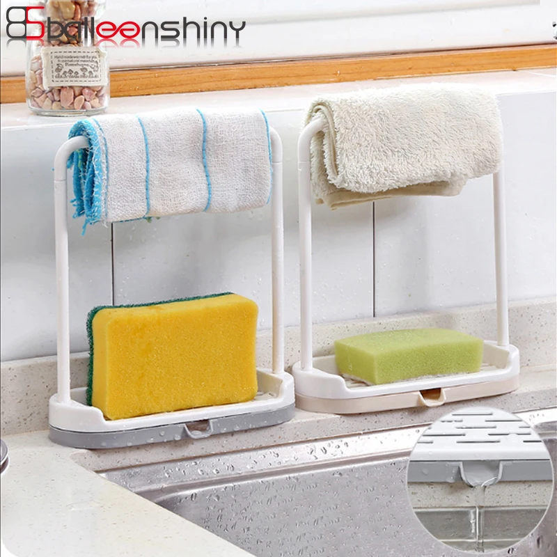 

BalleenShiny Multifunctional Kitchen Towel Drain Shelf Sponge Drain Rack Shelves Kitchen Hanging Storage Bathroom Soap Holde