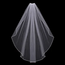 Ручная работа; 1 слой; Фата для невесты; цвет белый, слоновая кость; Длина кончиков пальцев; закругленный край; свадебная фата