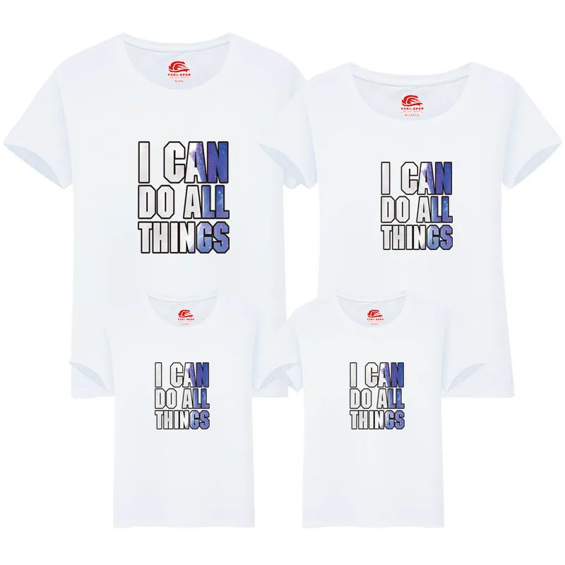 

Summer Family Clothing I CAN DO ALL THINGS Letter T-Shirt Mother&Kids Matching Outfits Short Sleeve Mother Daughter Son Clothes