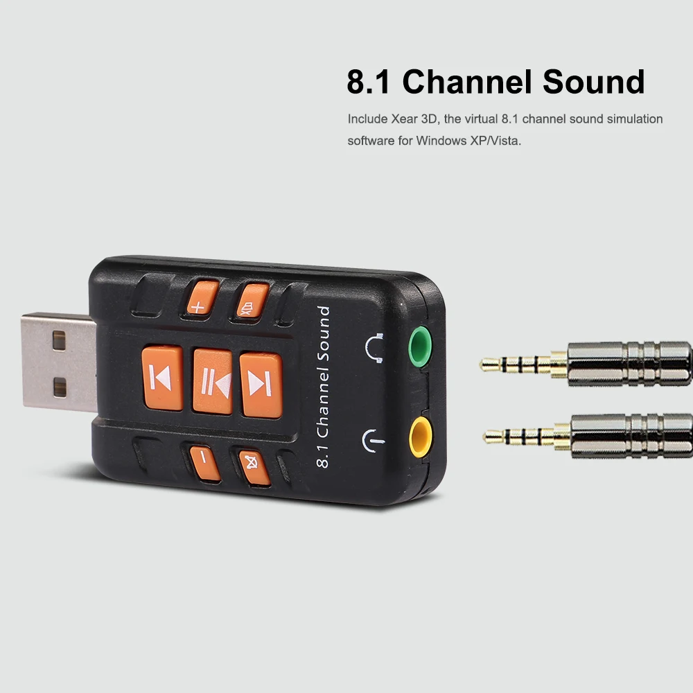 Мульти USB звуковая карта 8,1 канальный виртуальный cd аудио адаптер усилитель оболочки черный внешний компьютер звуковые карты для ПК ноутбука