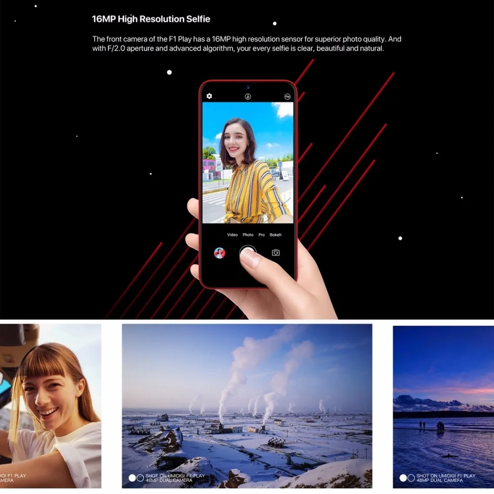Смартфон UMIDIGI F1 Play Android 9 0 камеры 48 Мп + 8 16 МП 5150 мАч 6 ГБ ОЗУ 64 Гб ПЗУ 3 дюйма FHD Helio P60