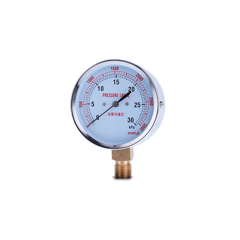

75mm Overvoltage type Micro Pressure Gauge Meter 0-51020 30KPa Natural Gas Film Box Pressure Gauge YE-75 Thread 3/8"