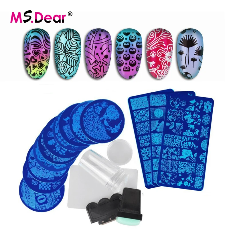 

15pcs/set 3D DIY Flower Polish Nail Stamping Plates Stamper Scraper with Cap Stamping Template Manicure Stamp Set Nail Art Tools