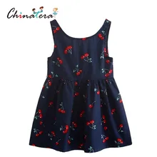 Одежда для девочек от 2 до 10 лет, летнее платье для девочек, детское Ягодное платье, платье с v-образным вырезом сзади, хлопковое детское платье без рукавов, детская одежда