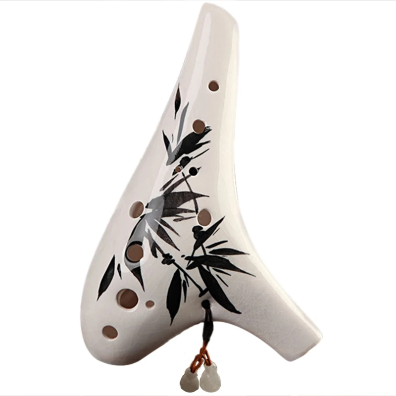 12 отверстий ocarina времени Ac керамическая флейта духовой ОРФ инструмент натуральный звук - Цвет: White