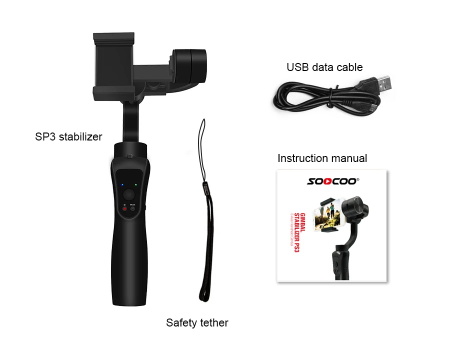 SOOCOO Gimbal устойчивая платформа 3-осевая стабилизированная портативный монопод с шарнирным замком расширение мобильного телефона стабилизатор видео стабилизатор Поддержка уход за кожей лица фон для фотосъемки