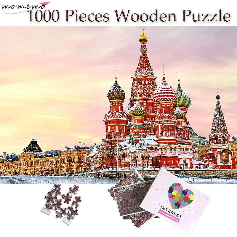 

MOMEMO St. Vasili Cathedral Jigsaw Puzzle Wooden Puzzle 1000 Pieces Famous Russian Architecture Adults Puzzles Landscape Puzzle