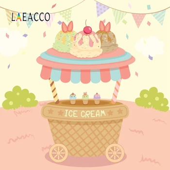 

Laeacco Sweet Cart Ice Cream Cakes Birthday Party Background Banner Photographic Poster Scene Photography Backdrops Photo Studio