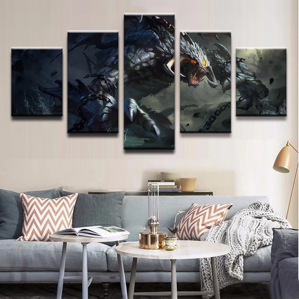 5 Pieces Creature DotA 2 Roshan Canvas Painting Wall Art Home Decorative Modern Canvas Printed Pict