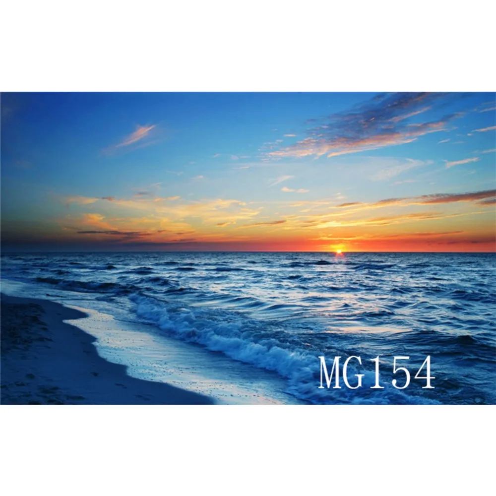 

LB Sunrise On Sea With Wave Of Foam Customized Polyester & Vinyl Studio Backdrop Photography Photo Props Photographic Background