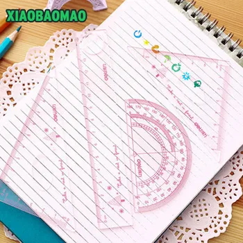 

4 pcs/set design Hollow Straight Ruler ruler+Protractor+Ruler Stationery Set school office supplies ruler set student