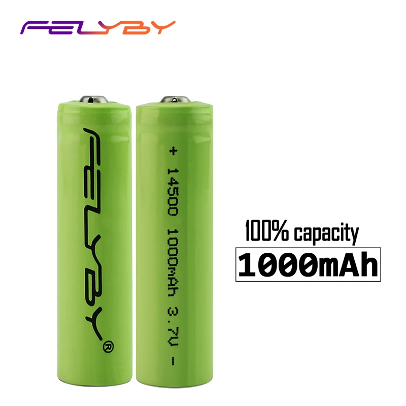 

FELYBY 2-20pcs Original high quality AA 3.7V 14500 lithium ion Battery 1000mAh Li-ion Rechargeable Battery for flashlight