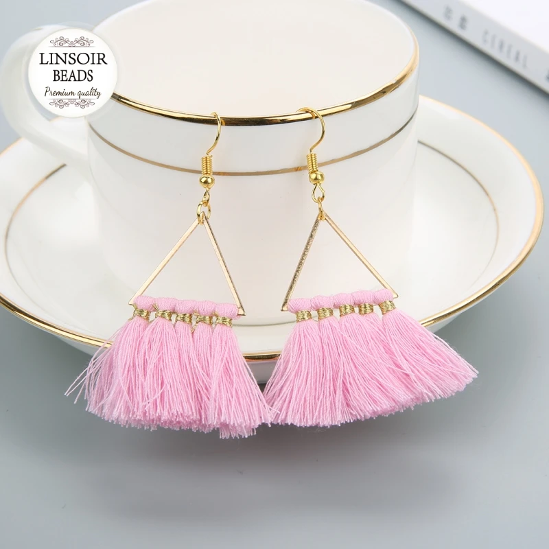 14 Colors Option 2018 New Boho Golden Triangle Long Tassel Earrings for Women Fashion Fringe Jewelry Gift | Украшения и