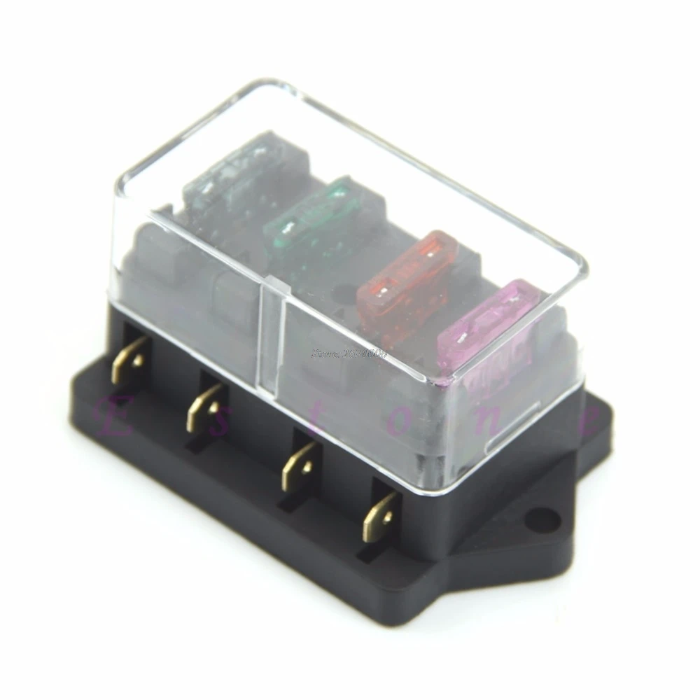 

Hot -selling 4 Way Fuse Box Block Fuse Holder Box Car Vehicle Circuit Automotive Blade JUN13