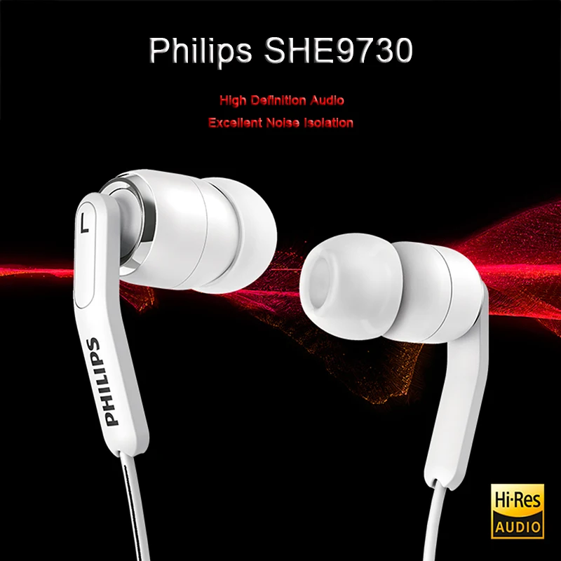 Оригинальные Наушники Philips HiRes SHE9730 HIFI с коробкой для хранения L изгибающаяся вилка внешняя спортивная Гарнитура для смартфона Xiaomi HUAWEI