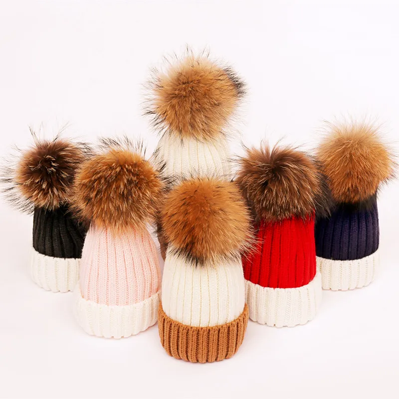 

V-TREE Family Matching Outfits Mother & Kids Winter Baby Hats Knitted Cap For Girls Mom And Daughter Clothes