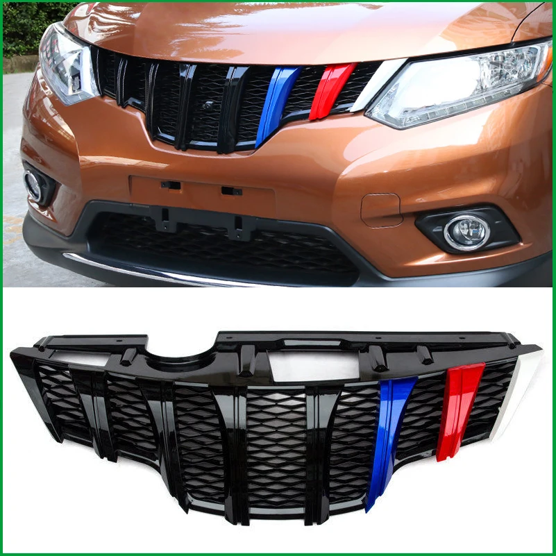 

For Nissan X-Trail Rogue T32 2014 2015 2016 Front Bumper Mesh Grille Around Trim Racing Grills Car Styling Auto Parts