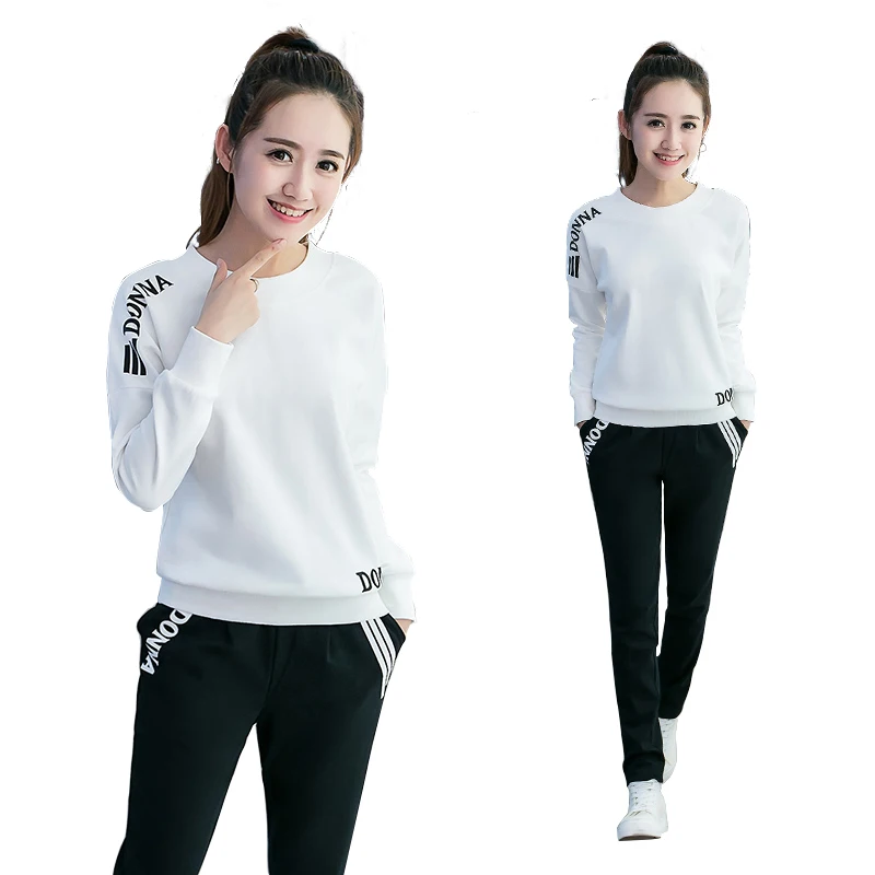 

Spring Autumn Tracksuit Long Sleeve Stitching Sweatshirts Casual Suit Women Clothing 2 Piece Set Tops+Pants Sporting Suit Female