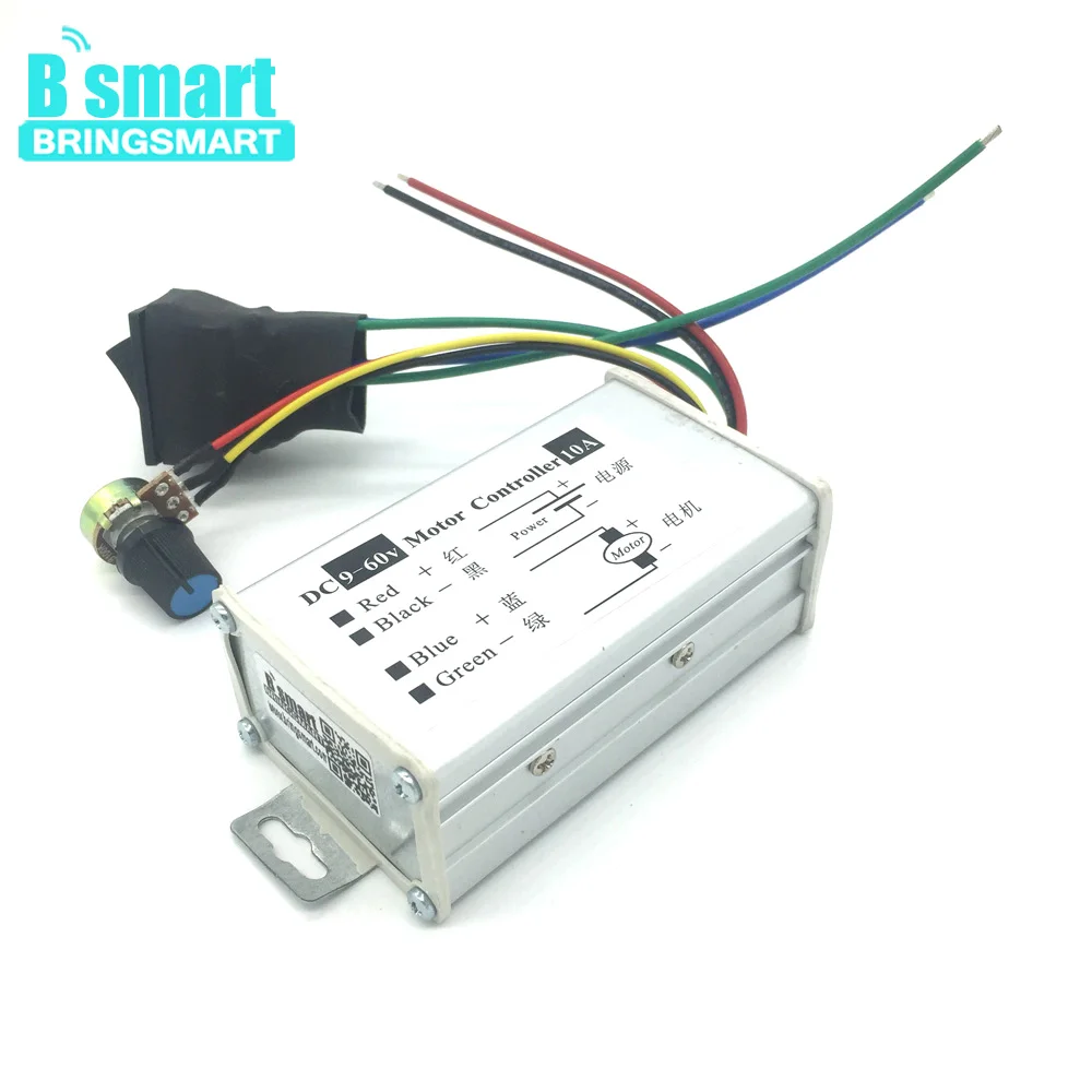 Bringsmart 12V24V36V48V60V DC ШИМ регулятор скорости двигателя ler 10A Реверсивный бег CW CCW импульсный привод пластина контроль скорости 25 кГц