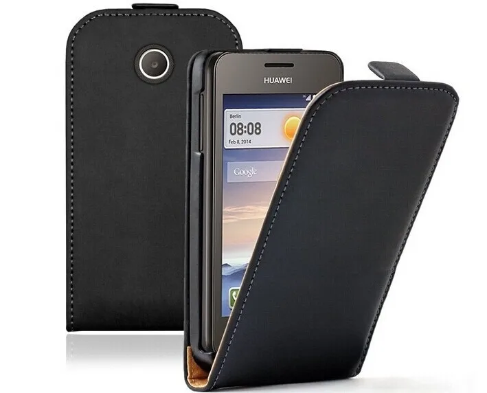 

Genuine Leather Case For Huawei Ascend Y330 Flip Leather Case Cover + Free Screen Protector