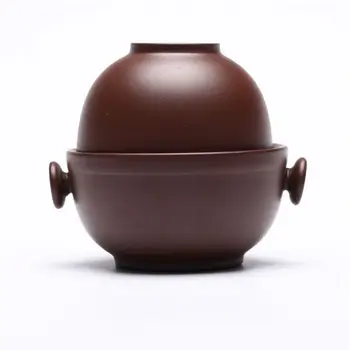 

Yixing Clay Brown Zisha Chinese Kungfu Tea Teacup & Teapot Travel Set 150ml 5oz