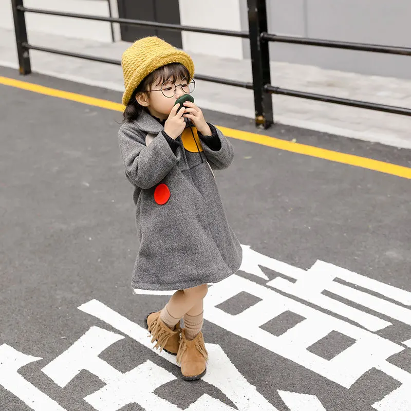 

SFC-228 Sengfei Winter Coat Children Girls Clorful Circle Winter Clothes Outerwear Wool & Blends Hariy Coat