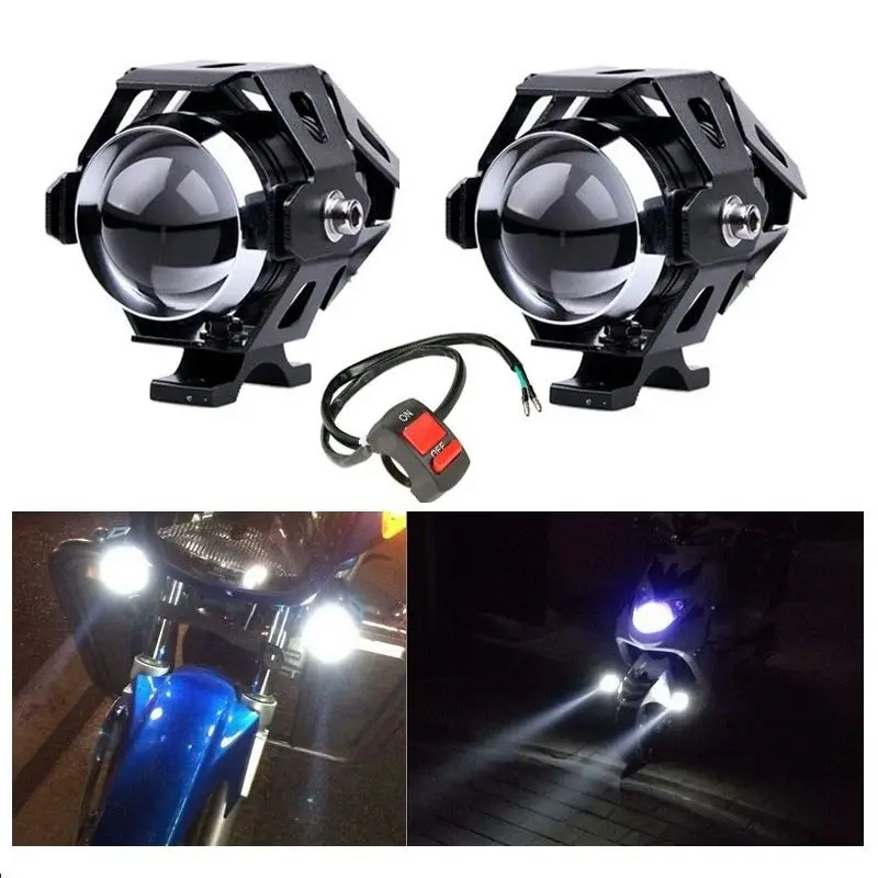 

2x U5 LED Motorcycle Headlight 125W 12V 3000LM Transform Spotlight Water Resistant Aluminum Alloy For Honda Yamaha