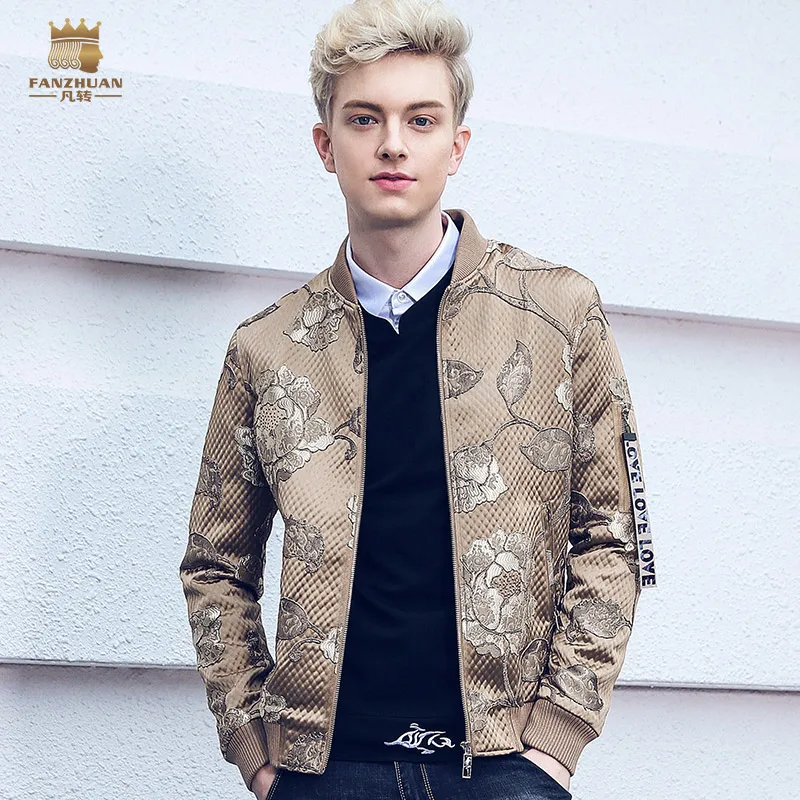 

Free Shipping fanzhuan New 2018 spring new men's MALE man spring baseball collar jacket men zipper thin coat personality 810004