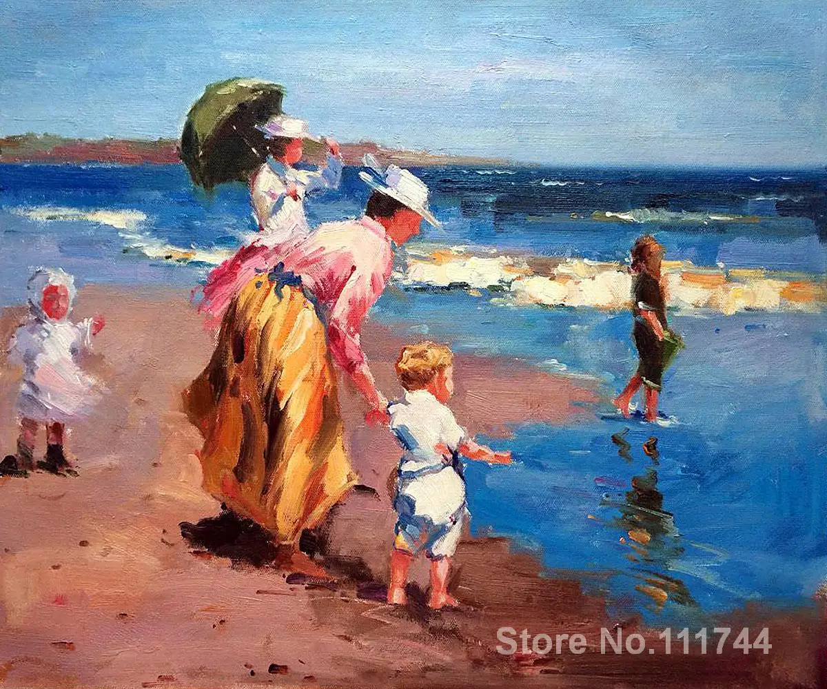 

People paintings At the Beach art Edward Henry Potthast oil on canvas Handmade High quality