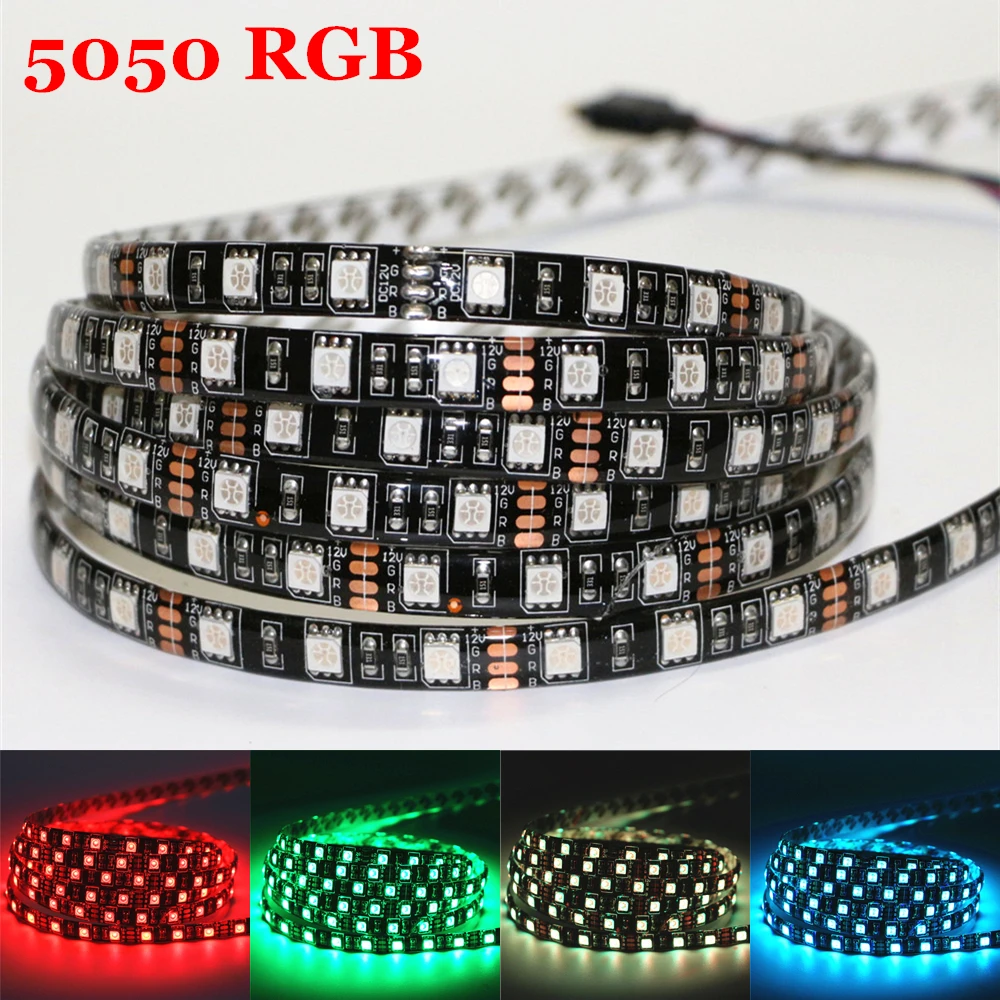 5050 RGB гибкий Светодиодные ленты светильник 60 светодиодный s/m 12V 0,5/1/2/3/4/5 м Non-Водонепроницаемый/Водонепроницаемый домашний бар КТВ для отдыха с металлическим украшением светодиодный ленточный светильник