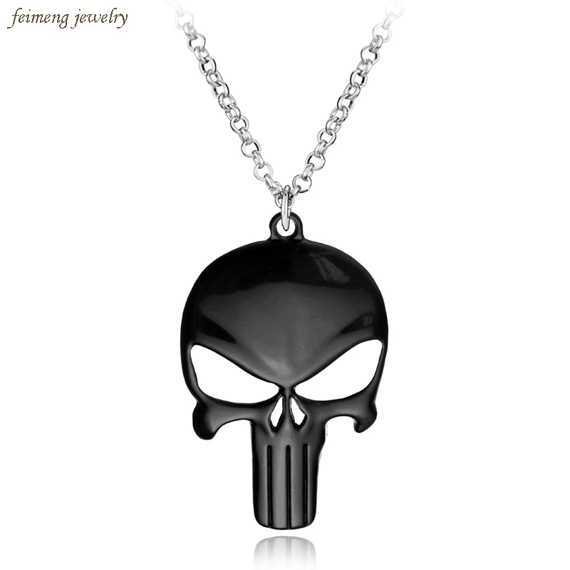 

Movie Jewelry Necklace Hotsell Super Hero The Punisher Steel Chain Black Skull Head Mask Pendant Necklace