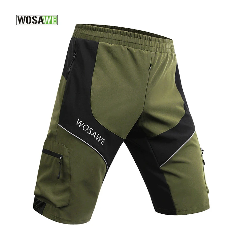 WOSAWE verde militar ciclismo pantalones cortos Mtb Riding Downhill pantalones cortos para bicicleta de montaña Running reflectante impermeable pantalones cortos ajuste suelto|downhill mountain bike shorts|mountain bike shortsbike shorts ...