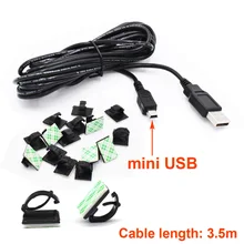 15 шт. Многофункциональный USB Кабель Клей Линии Автомобильный Держатель Клип Застежка с 3.5 м мини USB Кабель для Автомобиля DVR Camera/GPS