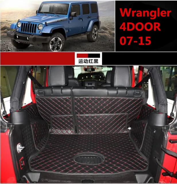 Full Rear Trunk Tray Liner Cargo Mat Floor Protector foot pad mats for Jeep Wrangler JK 4DOOR