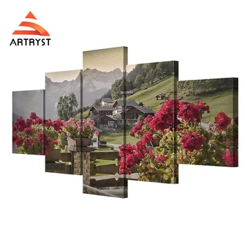 

Alpine Mountain Scenic Poster HD Print Canvas Modern Home Decoration 5 Panel Modular Canvas Painting for the Living Room ZJ3574