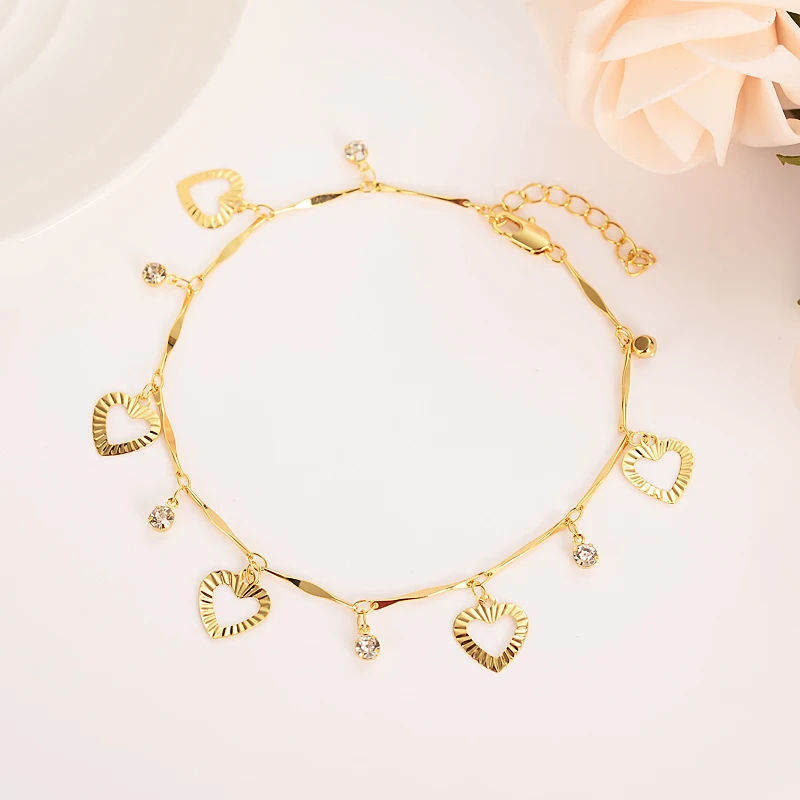 

PNG Charm crystal cz white stone Bracelet for Women Gold Christmas gift cute kids girls Hand Chain Jewelry anklets Arab gift