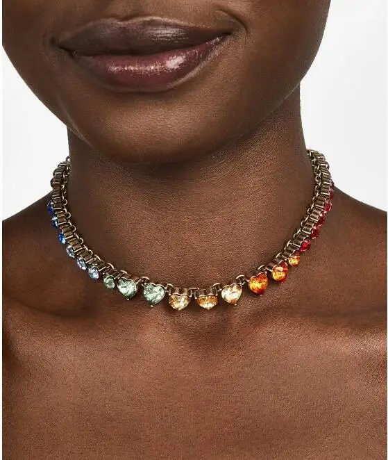 

Lalynnlys Fashion ZA Heart Pendant Necklace For Women Rhinestone Crystal Choker Necklace Party Wedding Jewelry Gifts Wholesale