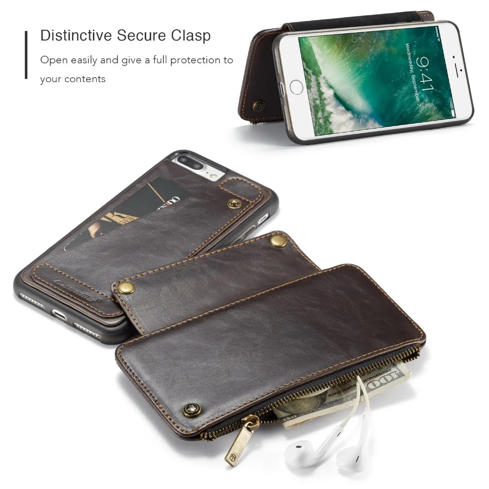 Для Funda iPhone 7 Plus чехол для телефона роскошный дизайн на молнии кожаный кошелек держатель для карт чехол Чехол для iPhone 7 8 6S XR XS оболочка