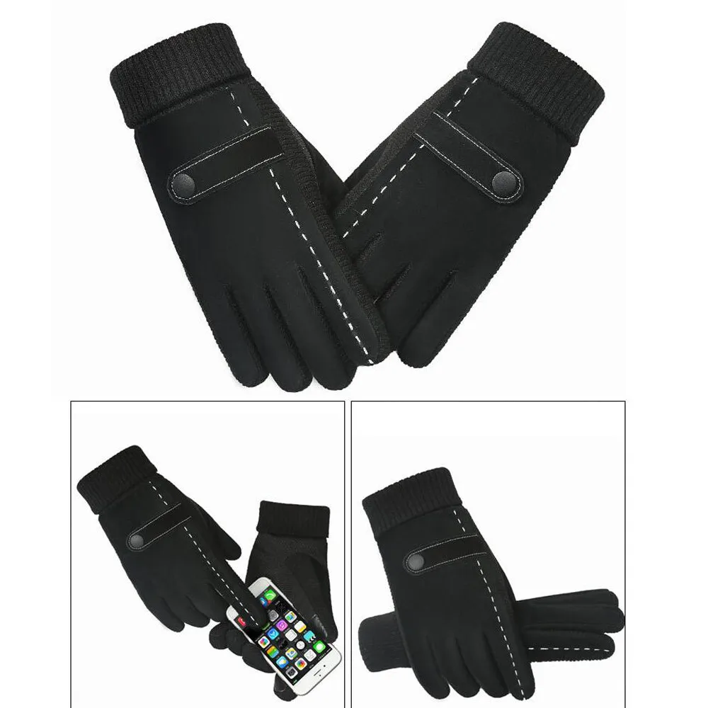 Мужские ветрозащитные водонепроницаемые свиная кожа Слип плюс бархатные утолщенные перчатки мужские перчатки трикотажные зимние перчатки мужские велосипедные#4N07# F