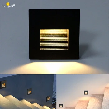 

8pcs 3W led Stair Light with Embedded Box Aluminum Step Lights Outdoor Waterproof IP65 LED Wall Lamp Footlight for Hotel Stair