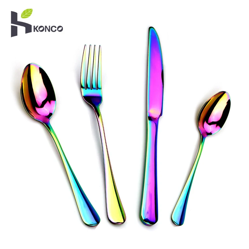 

KONCO Stainless Steel Cutlery Utensils, 4 Pieces Tableware Dinnerware Set, Flatware Set with Fork knife Spoons