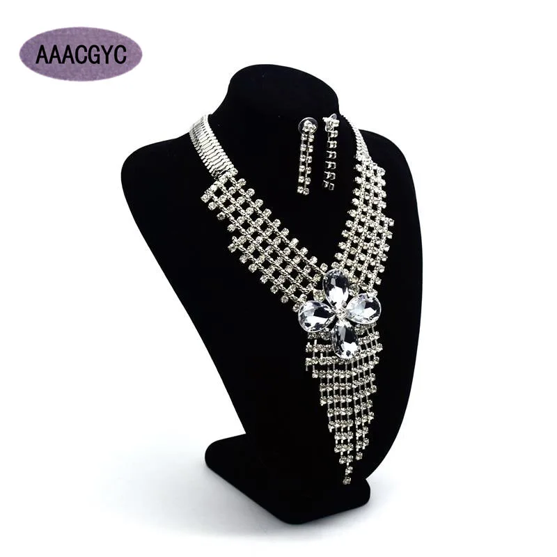 

AAACGYC A008 Jewelry set 5 layers Jewelry Set Wedding jewelry accessories Ms. collar necklace jewelry Rhinestone flower