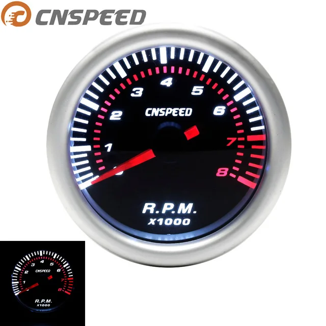 CNSPEED Auto Car Tachometer Tacho Gauge 08000 RPM Meter 2" 52mm