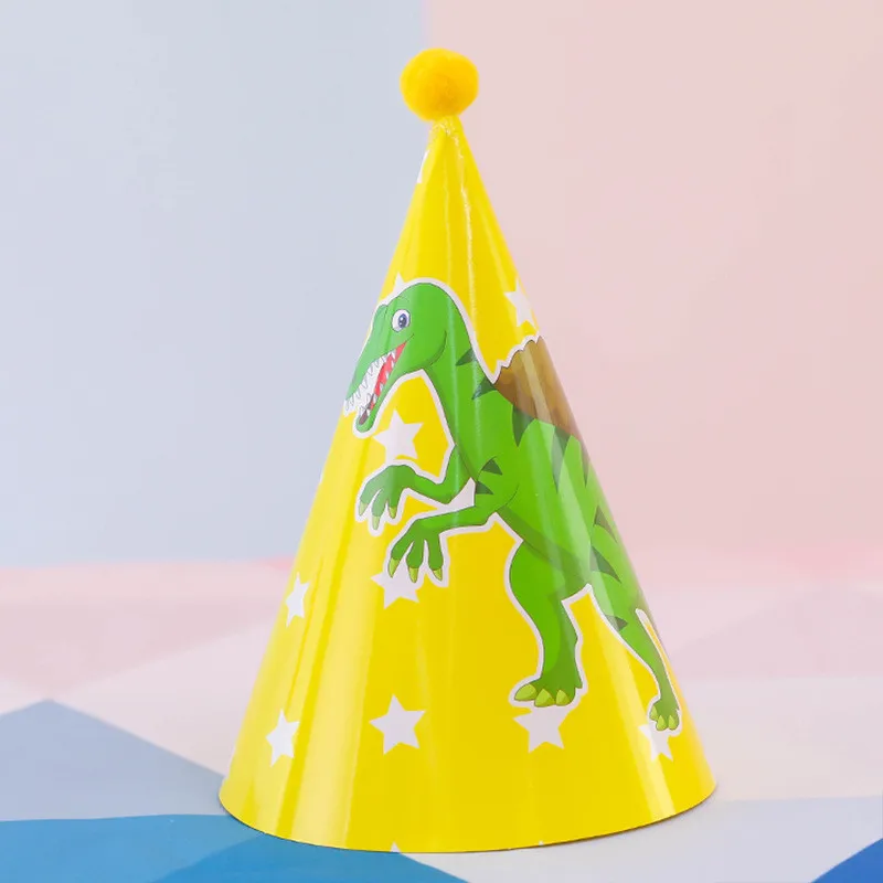 Dinosaur Paper Hats Jungle Party 6th Kids Birthday Party Decoration Dinosaur Animal Party Birthday Hats Girl Boys Favor Supplies03