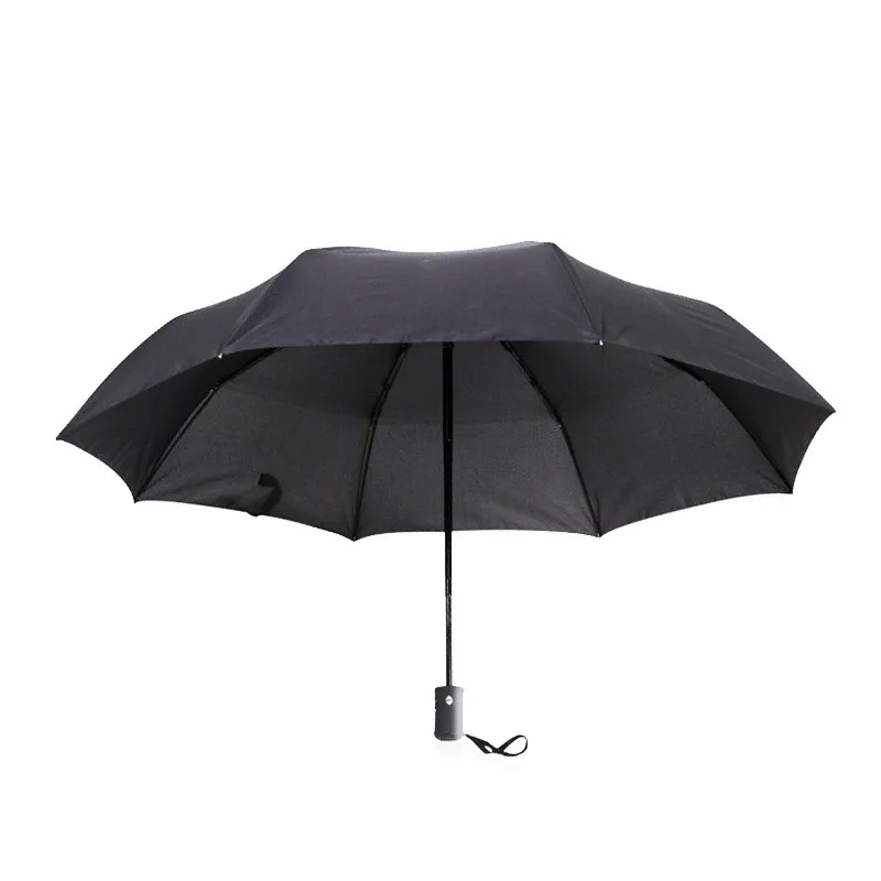 Men Black 8 Rib Strong Automatic Umbrellas Three Folding Umbrella Rain Wind Resistant Hot Sale