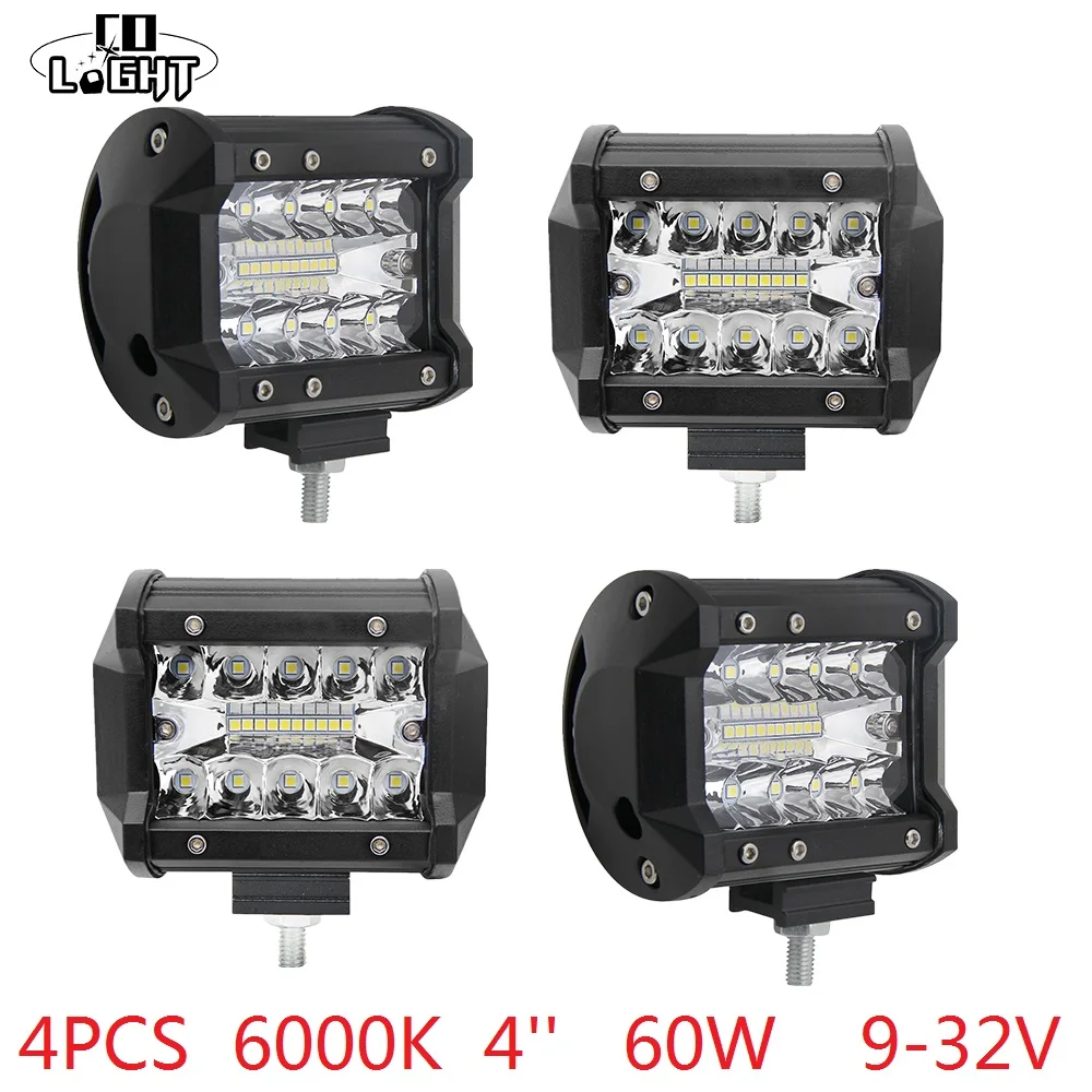 

CO LIGHT Led 12 Volt Work Light 60W 4 inch Daytime Running Lights for Auto Tractor Lada Niva 4X4 Motorcycle Led Far Fog Lights