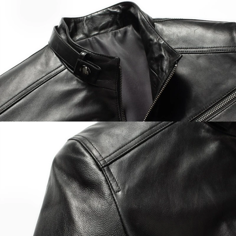 2018 Black Genuine Leather Moto Biker Jacket Men Streetwear Fashion Zipper Real Sheepskin Leather Bomber Jackets Male Clothes 2018 Black Genuine Leather Moto Biker Jacket Men Streetwear Fashion Zipper Real Sheepskin Leather Bomber Jackets Male Clothes